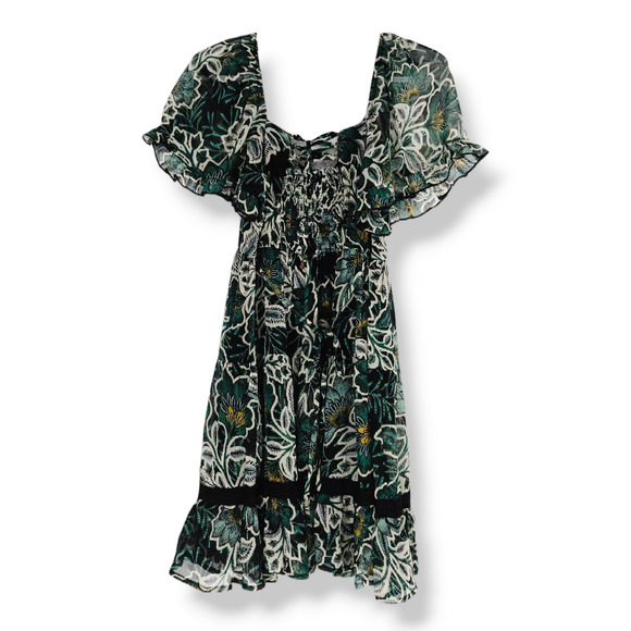 NWT B.O.G. Band of the Free Maisie Floral Mini Dress Sz. XS [2] Black Emerald - Picture 5 of 11